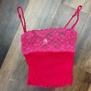Planet Lingerie Fuchsia Lace Trim Cami Top